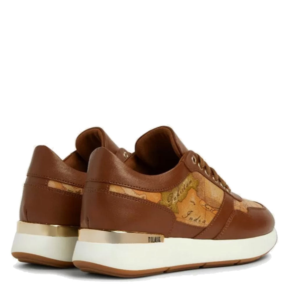 Scarpe Donna 1A Classe Alviero Martini Sneakers in Pelle color Castagna con Inserti Geo Classic 0418