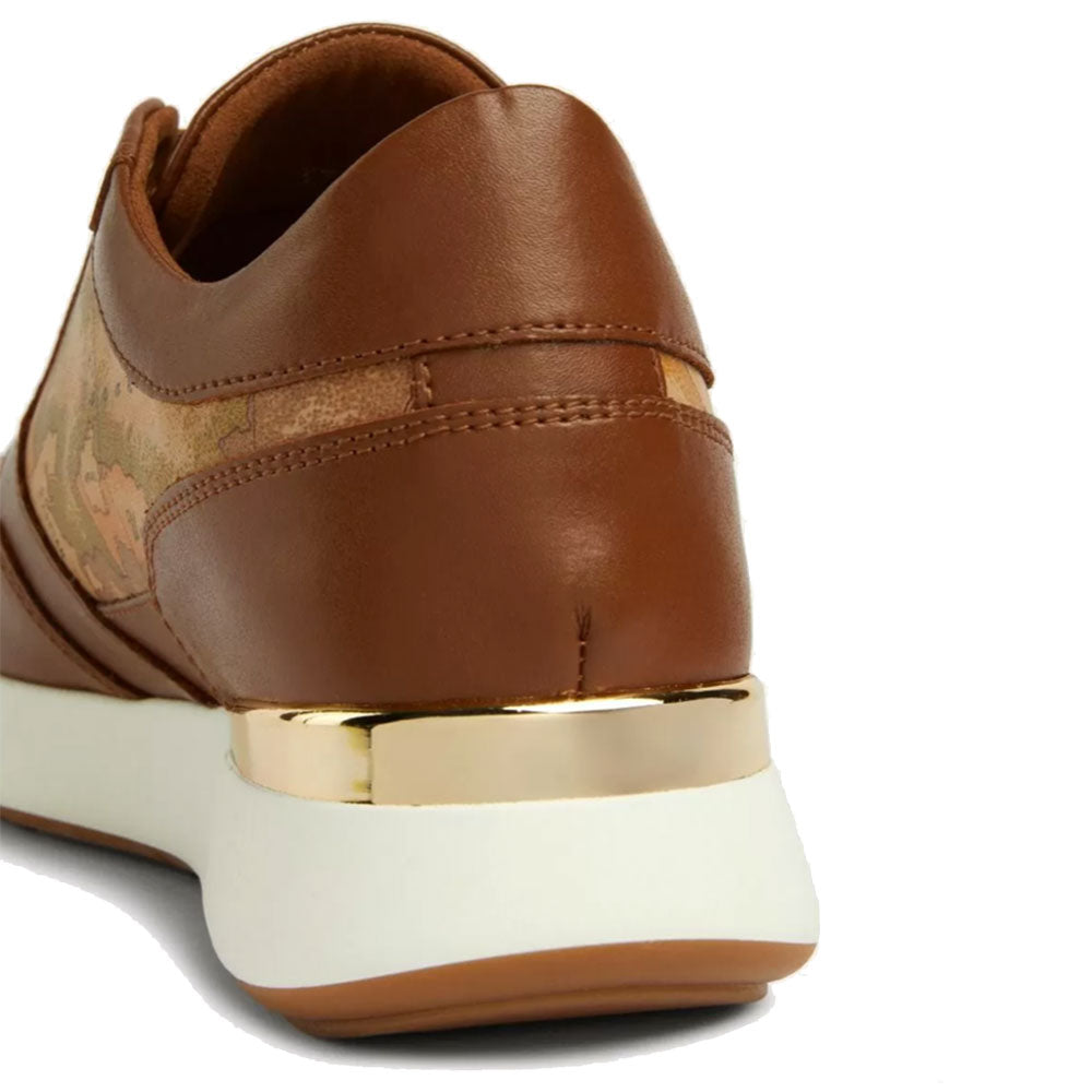 Scarpe Donna 1A Classe Alviero Martini Sneakers in Pelle color Castagna con Inserti Geo Classic 0418
