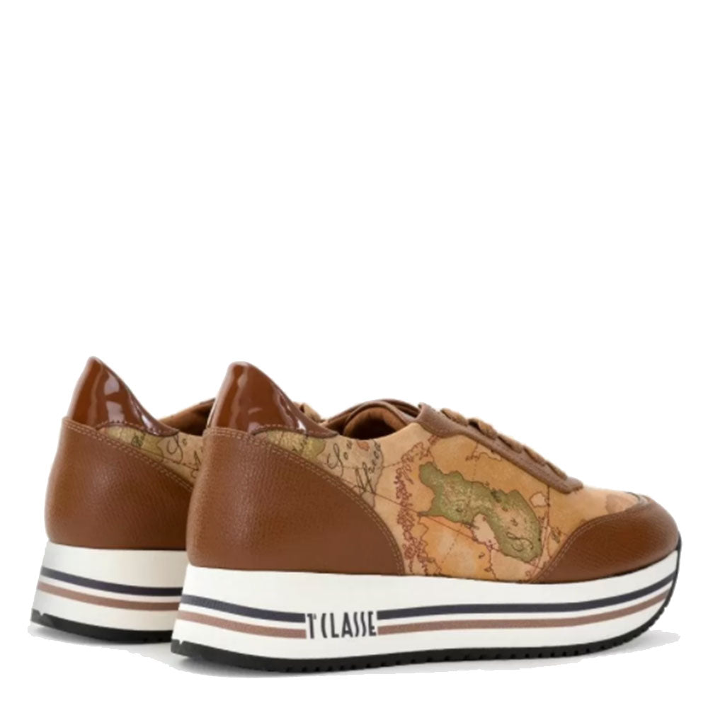Scarpe Donna 1A Classe Alviero Martini Sneakers in Pelle color Castagna con Fondo Logato 0426