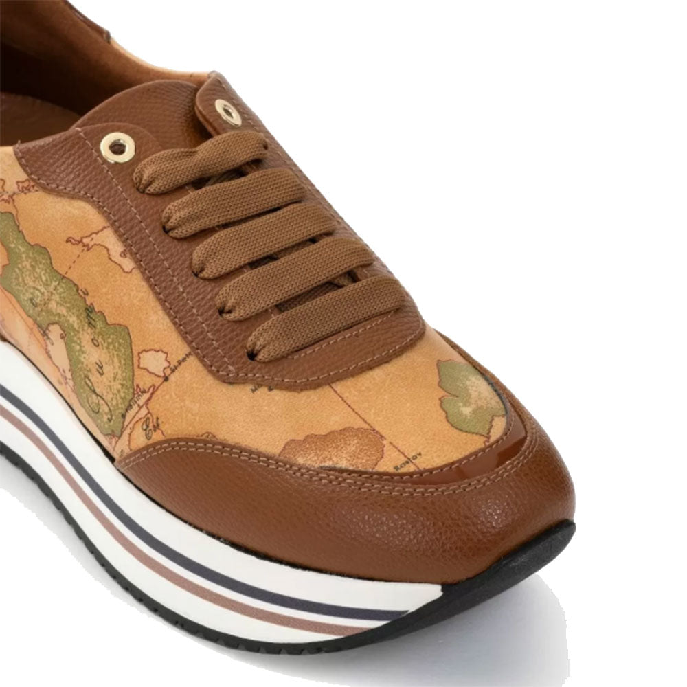 Scarpe Donna 1A Classe Alviero Martini Sneakers in Pelle color Castagna con Fondo Logato 0426