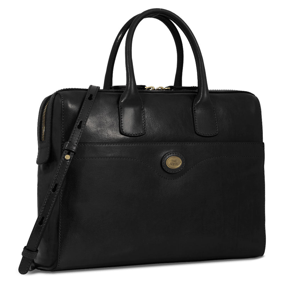 Cartella Due Manici Porta Pc THE BRIDGE in Pelle Nera linea Story