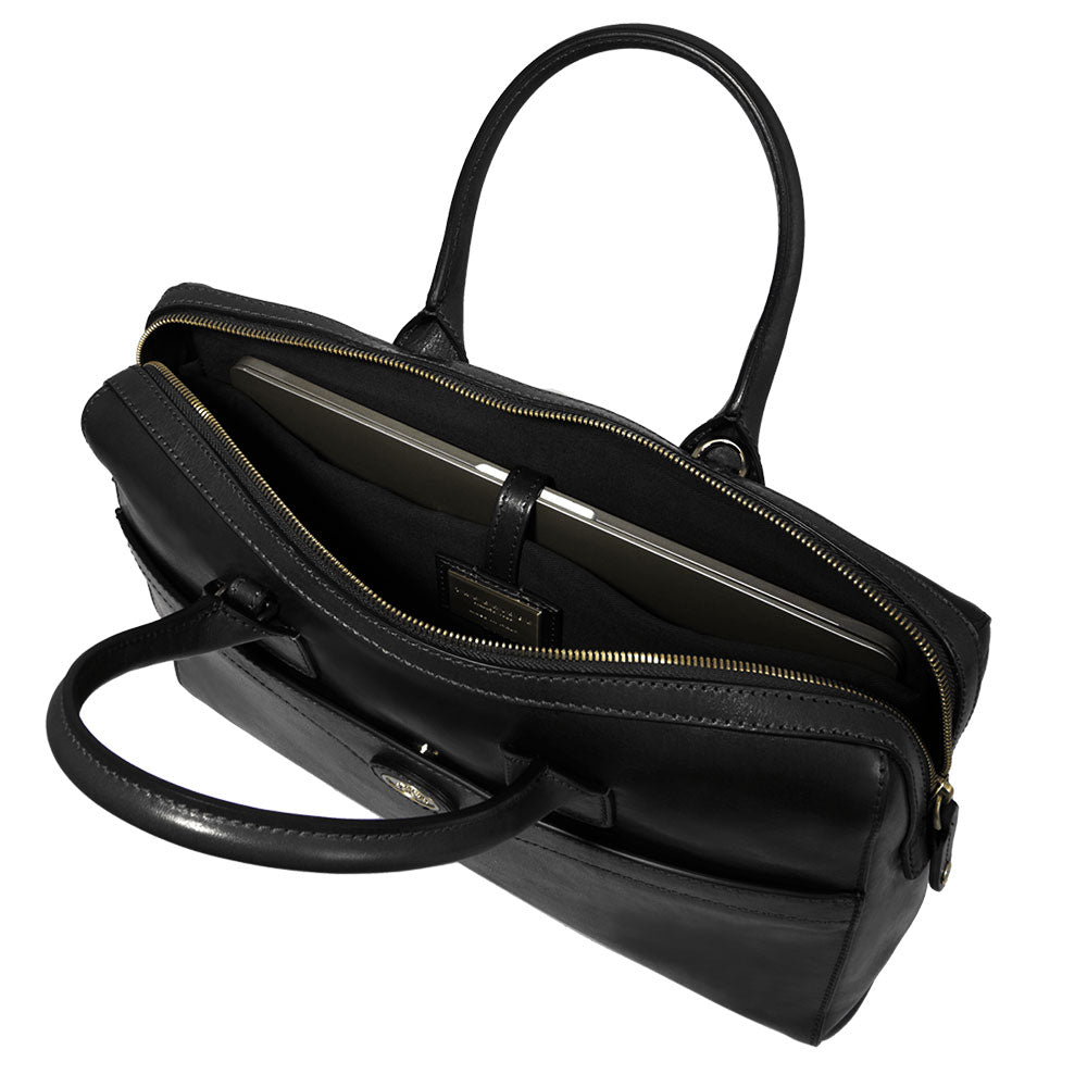 Cartella Due Manici Porta Pc THE BRIDGE in Pelle Nera linea Story