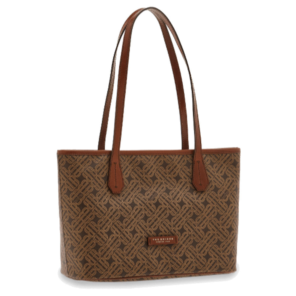 Borsa Donna Shopping a Spalla THE BRIDGE linea Anna in Tessuto Logato color Heritage