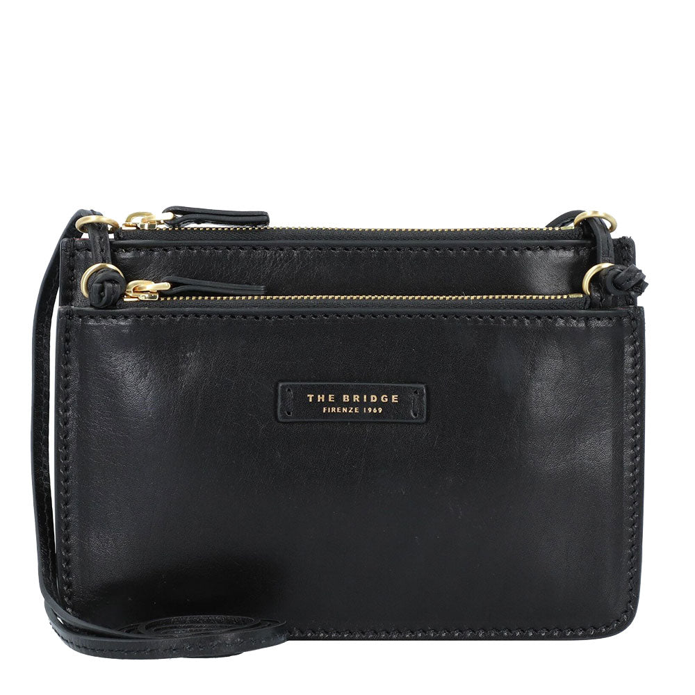Borsa Donna a Tracolla Doppio Scomparto THE BRIDGE linea Rustici in Pelle Nera