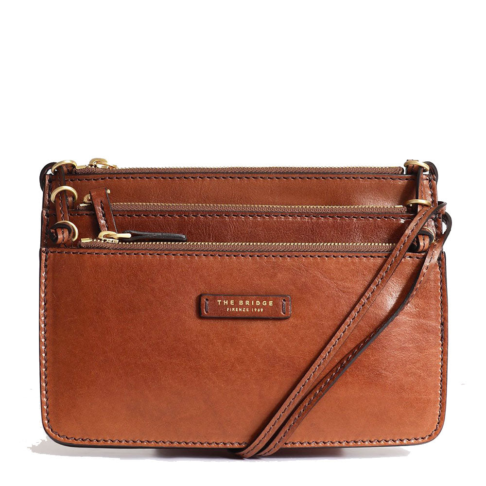 Borsa Donna a Tracolla Tre Scomparti THE BRIDGE linea Rustici in Pelle Marrone