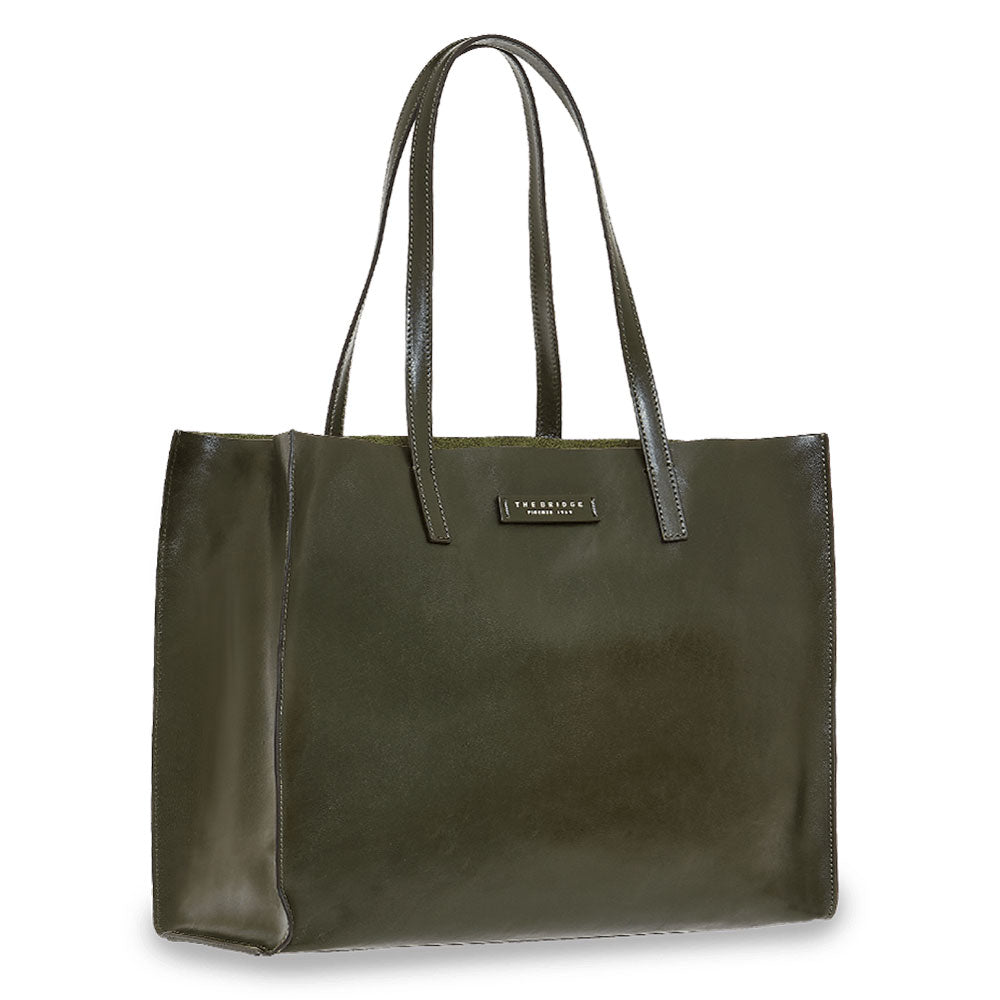 Borsa Donna Shopper THE BRIDGE Linea Mirra in Pelle Verde Malachite