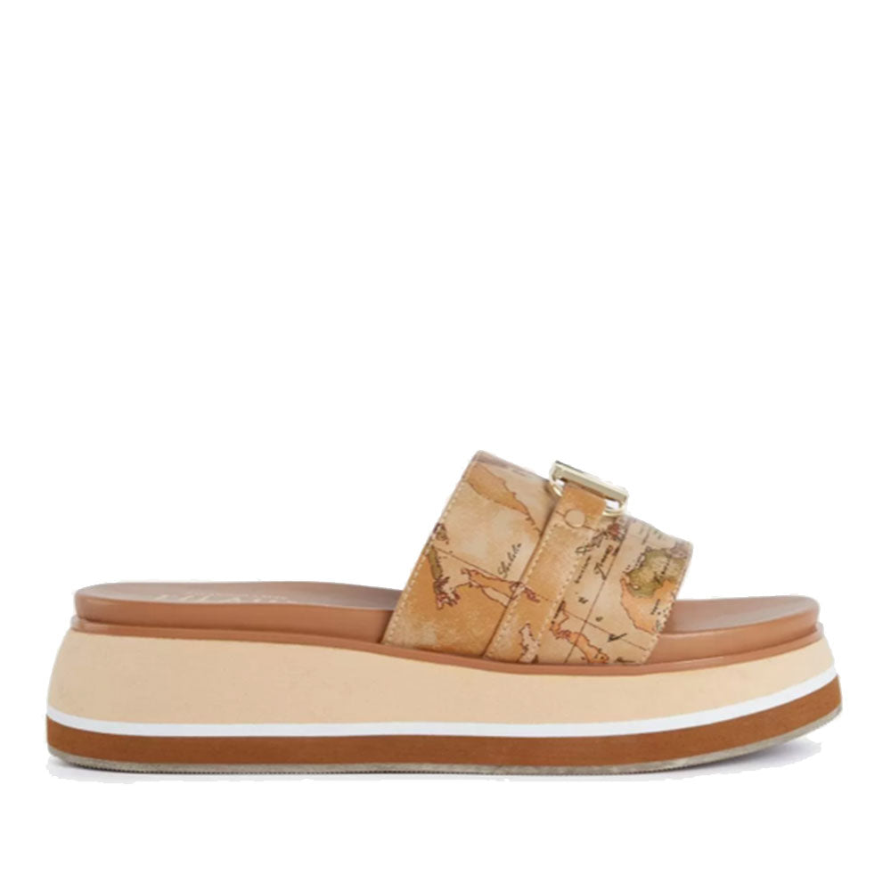 Scarpe Donna 1A Classe Alviero Martini Ciabattine Platform effetto Nappa stampa Geo Classic 0495
