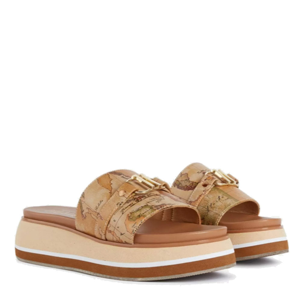 Scarpe Donna 1A Classe Alviero Martini Ciabattine Platform effetto Nappa stampa Geo Classic 0495
