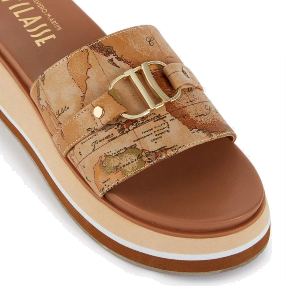 Scarpe Donna 1A Classe Alviero Martini Ciabattine Platform effetto Nappa stampa Geo Classic 0495
