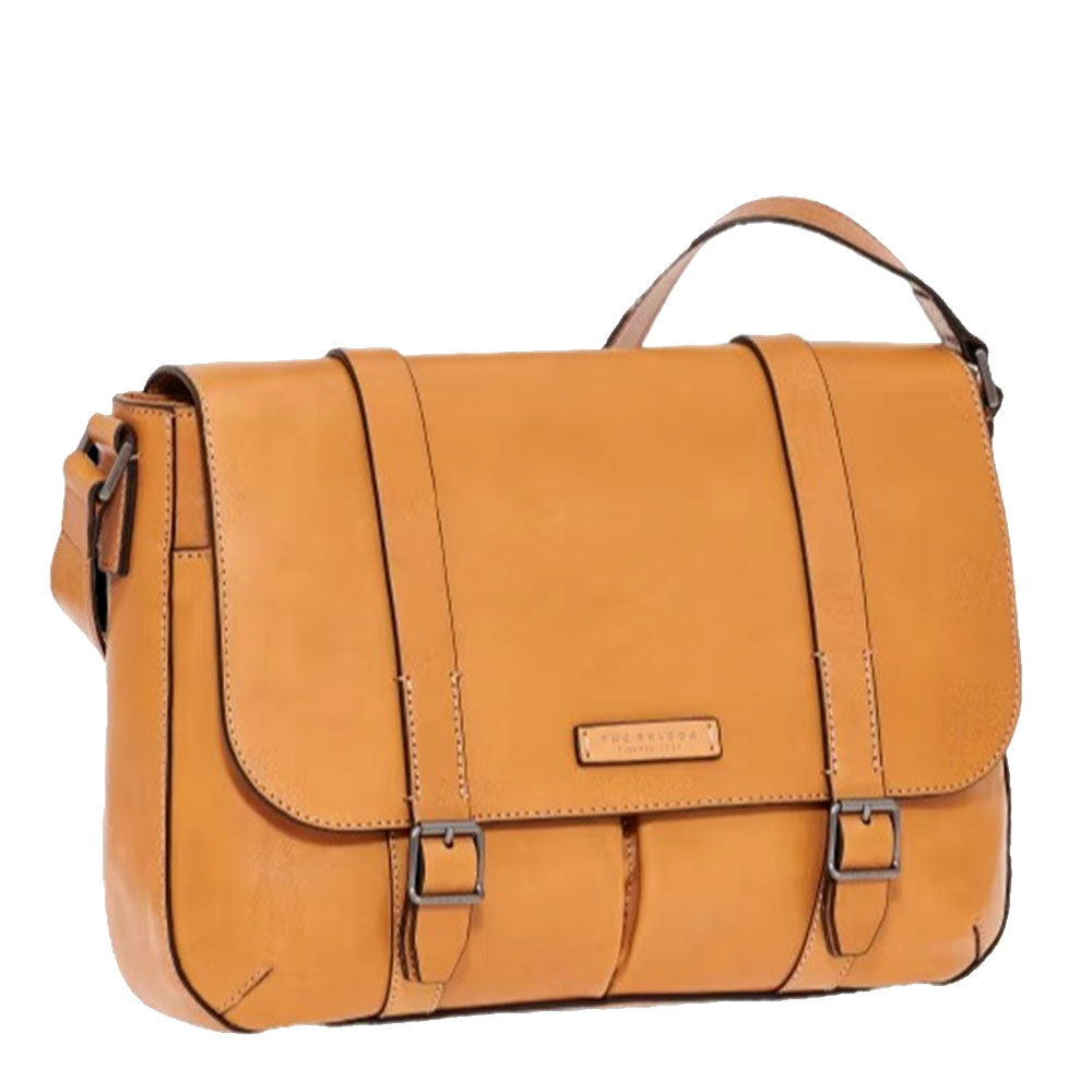 Messenger Uomo con Pattina THE BRIDGE in Pelle color Biscotto
