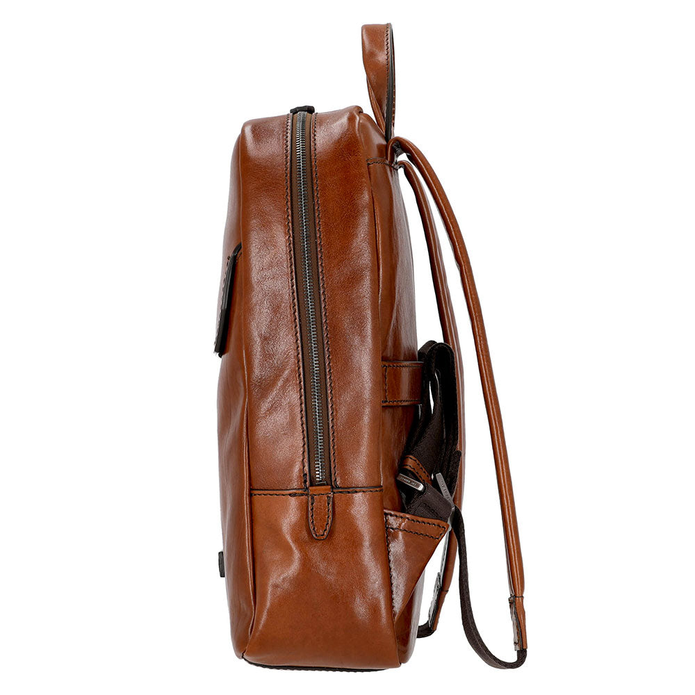 THE BRIDGE 13-Zoll-Laptop-Rucksack für Herren aus braunem Leder der Williamsburg-Linie
