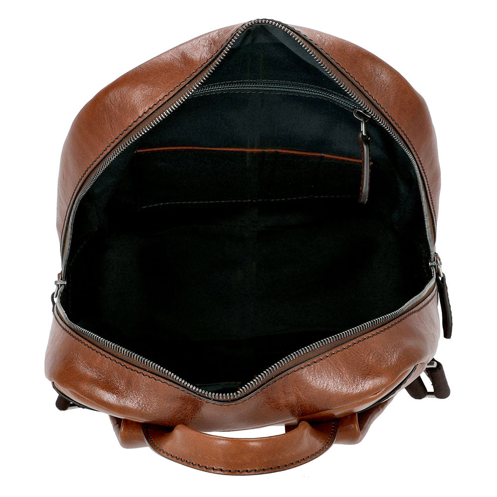 THE BRIDGE 13-Zoll-Laptop-Rucksack für Herren aus braunem Leder der Williamsburg-Linie