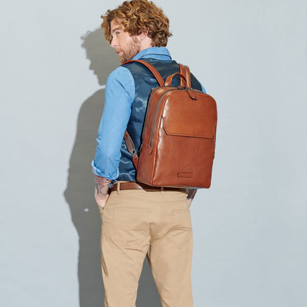 Zaino Uomo Porta Pc 14" THE BRIDGE in Pelle Marrone linea Williamsburg