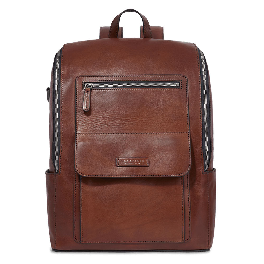 Zaino Uomo con Zip THE BRIDGE linea Alberto in Pelle Marrone a