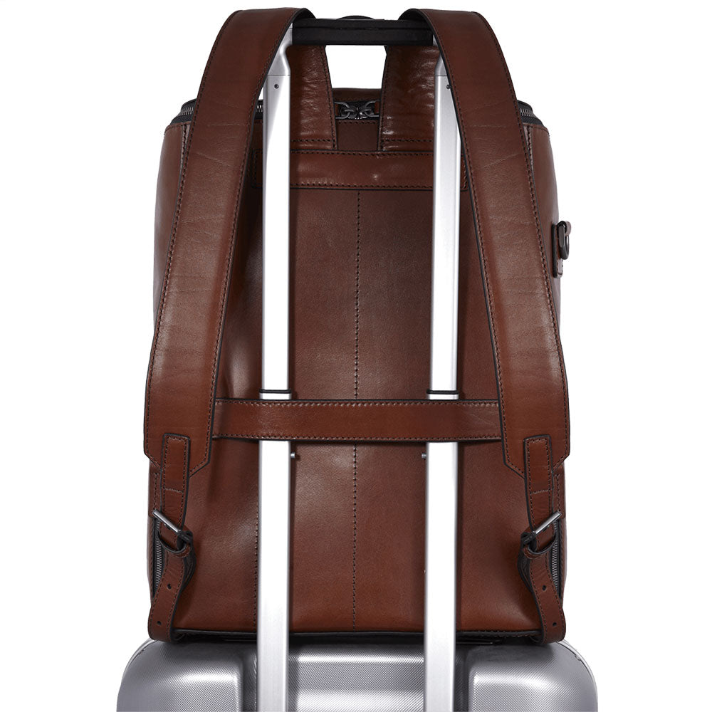 Herrenrucksack mit Reißverschluss THE BRIDGE Alberto-Linie aus braunem Leder