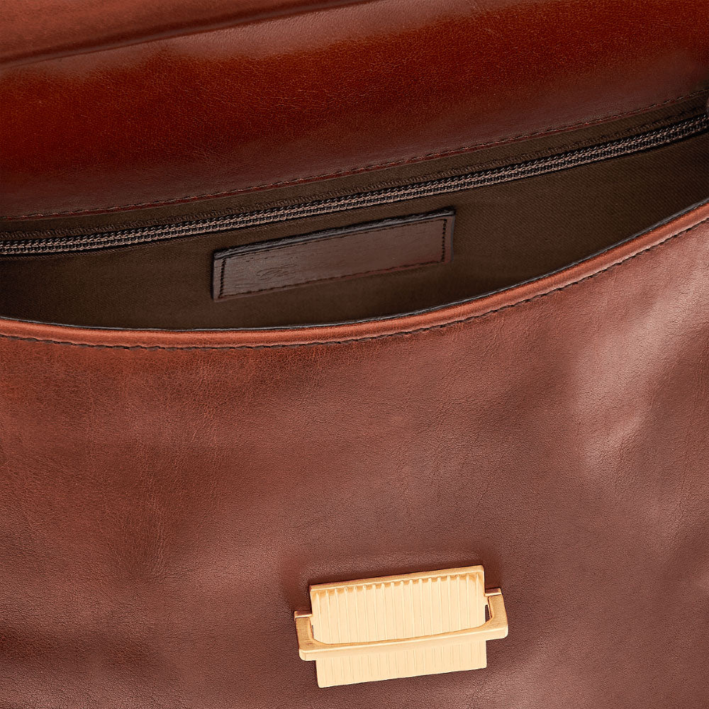 Zaino Uomo con Pattina THE BRIDGE in Pelle Marrone linea Dante