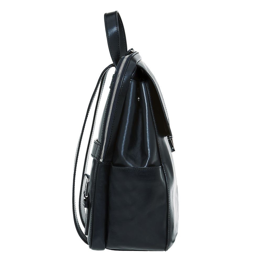 Herrenrucksack mit Klappe THE BRIDGE Dante-Linie aus ozeanfarbenem Leder