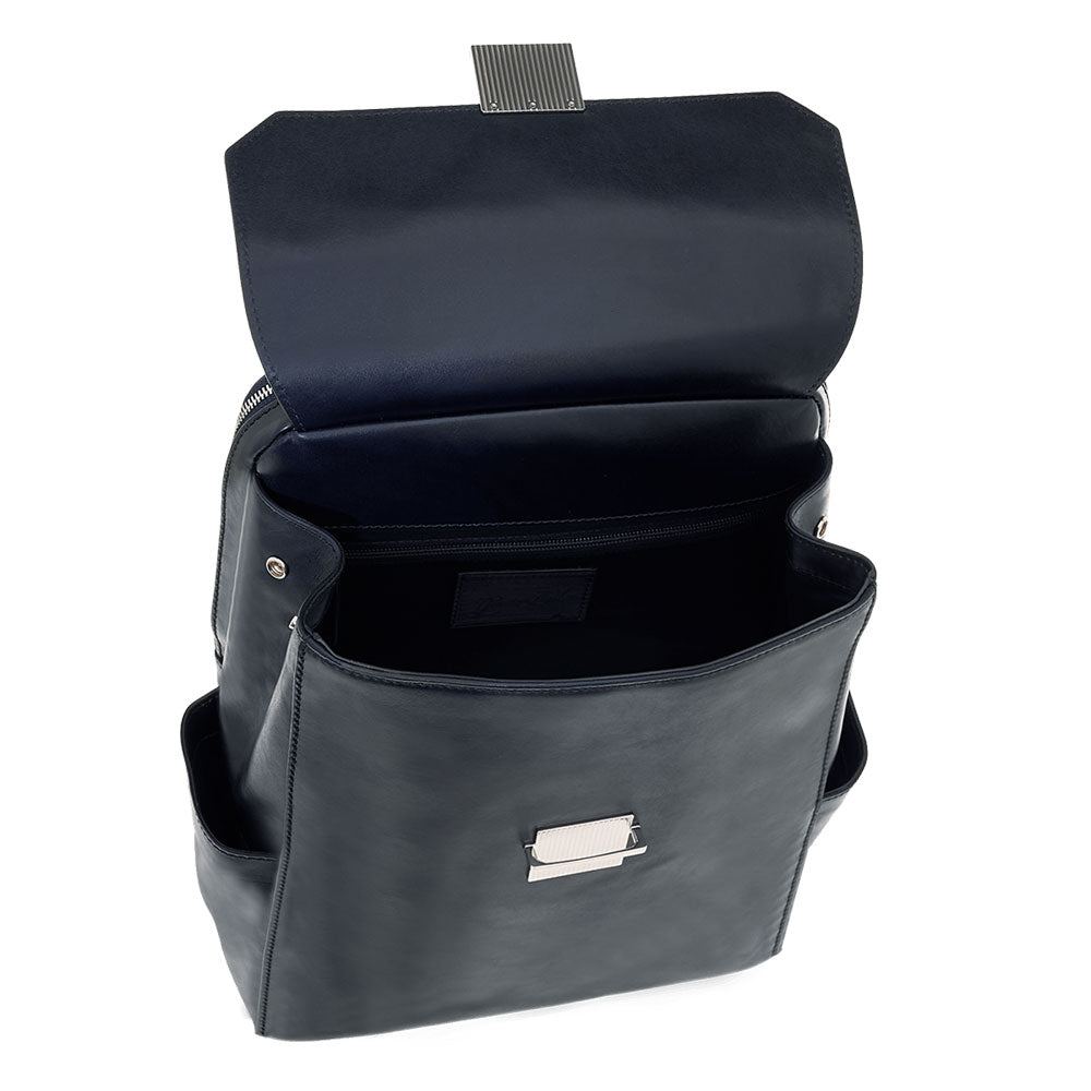 Herrenrucksack mit Klappe THE BRIDGE Dante-Linie aus ozeanfarbenem Leder
