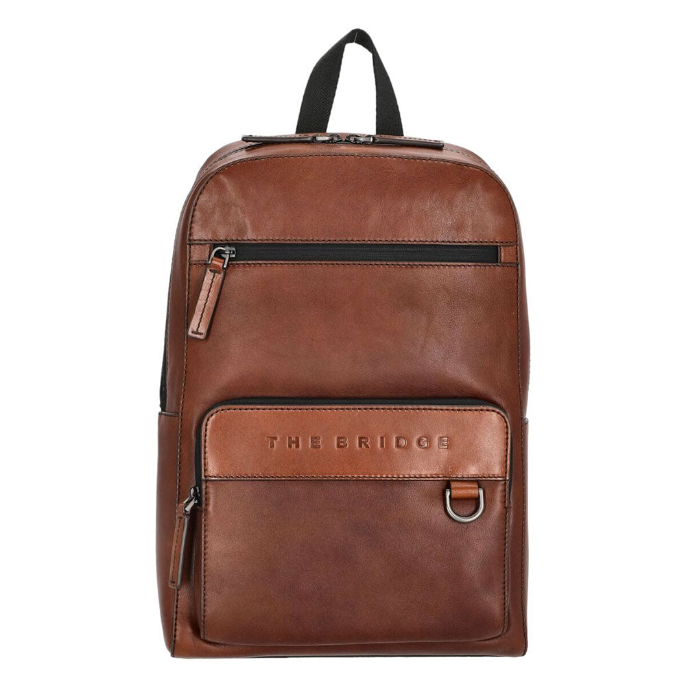 Kleiner Herrenrucksack THE BRIDGE Damiano-Linie aus braunem Leder