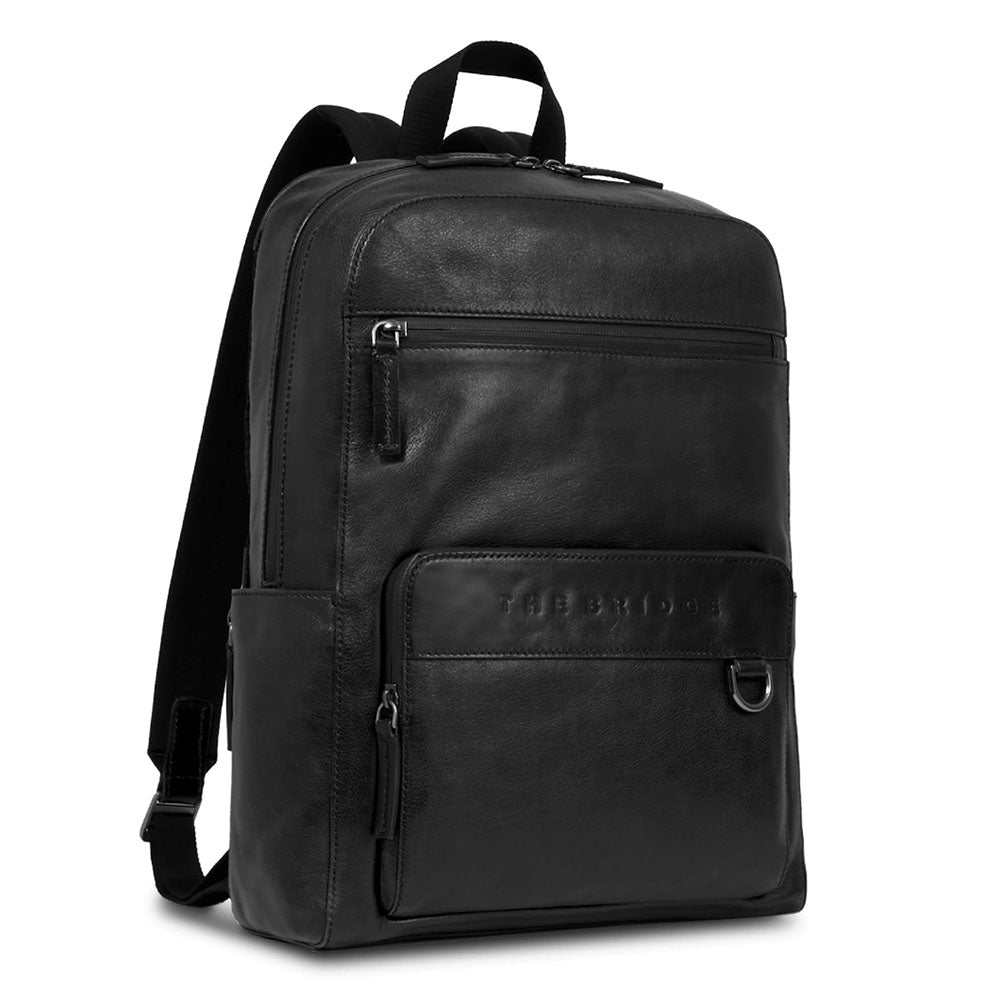 THE BRIDGE Herrenrucksack Damiano-Linie aus schwarzem Leder