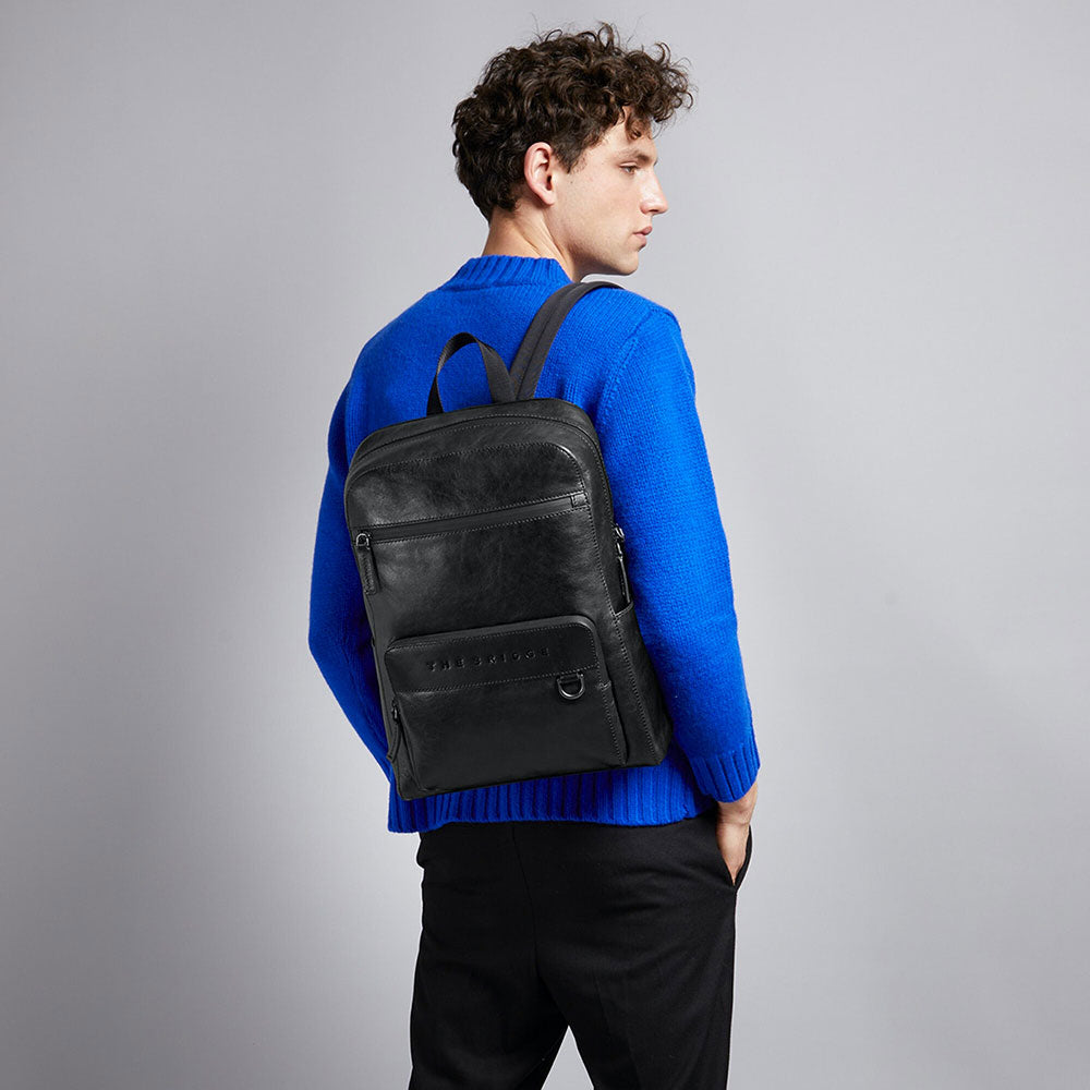 THE BRIDGE Herrenrucksack Damiano-Linie aus schwarzem Leder