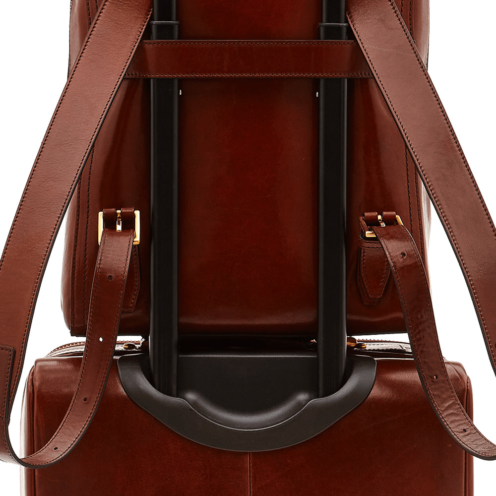 THE BRIDGE Herren-Rucksack mit zwei Fächern aus braunem Leder der Dante-Linie