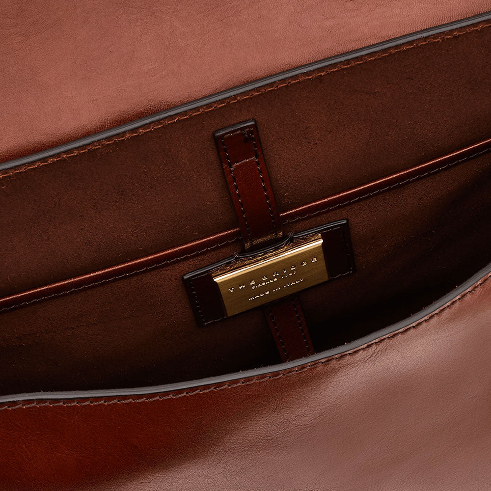 THE BRIDGE Laptop-Rucksack mit Klappe aus braunem Leder der Story-Linie
