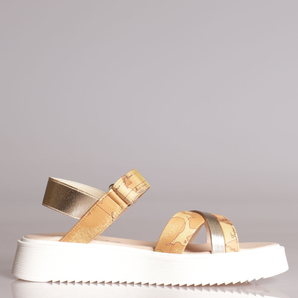 Scarpe Donna 1A Classe Alviero Martini Sandali Platform Geo Classic con Dettagli Oro 0952