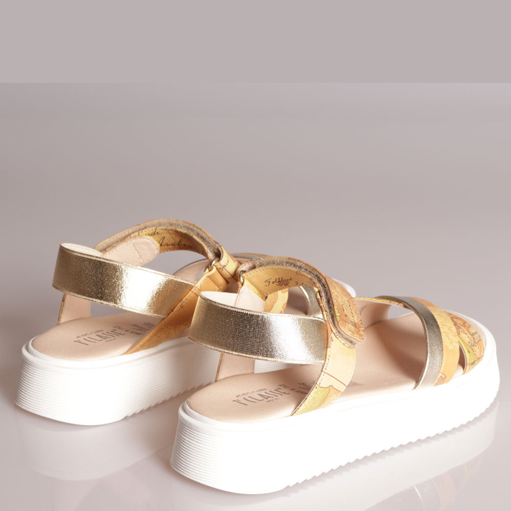 Scarpe Donna 1A Classe Alviero Martini Sandali Platform Geo Classic con Dettagli Oro 0952