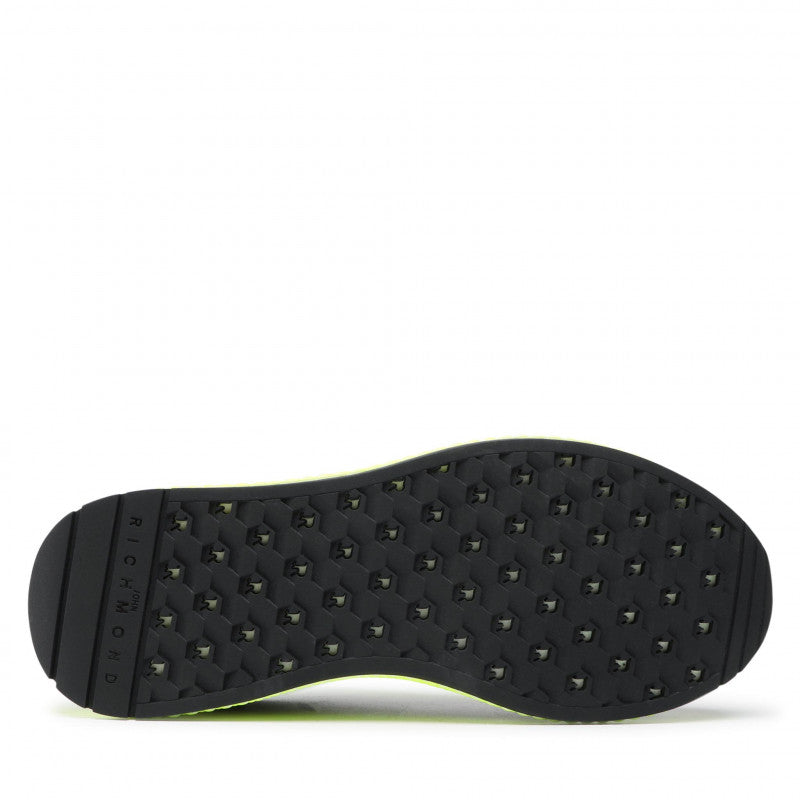 Scarpe Uomo JOHN RICHMOND Sneakers in Pelle Nera con Dettagli Giallo Fluo