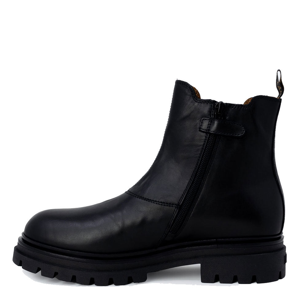 Scarpe Donna 1A Classe Alviero Martini Stivaletti Beatles in Pelle Nera con Inserti Geo Classic 1441