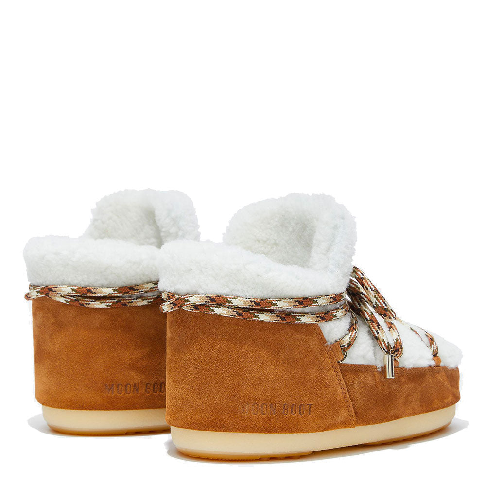 Stivali da Neve Donna MOON BOOT Icon Pump LAB69 in Shearling Nocciola e Off White