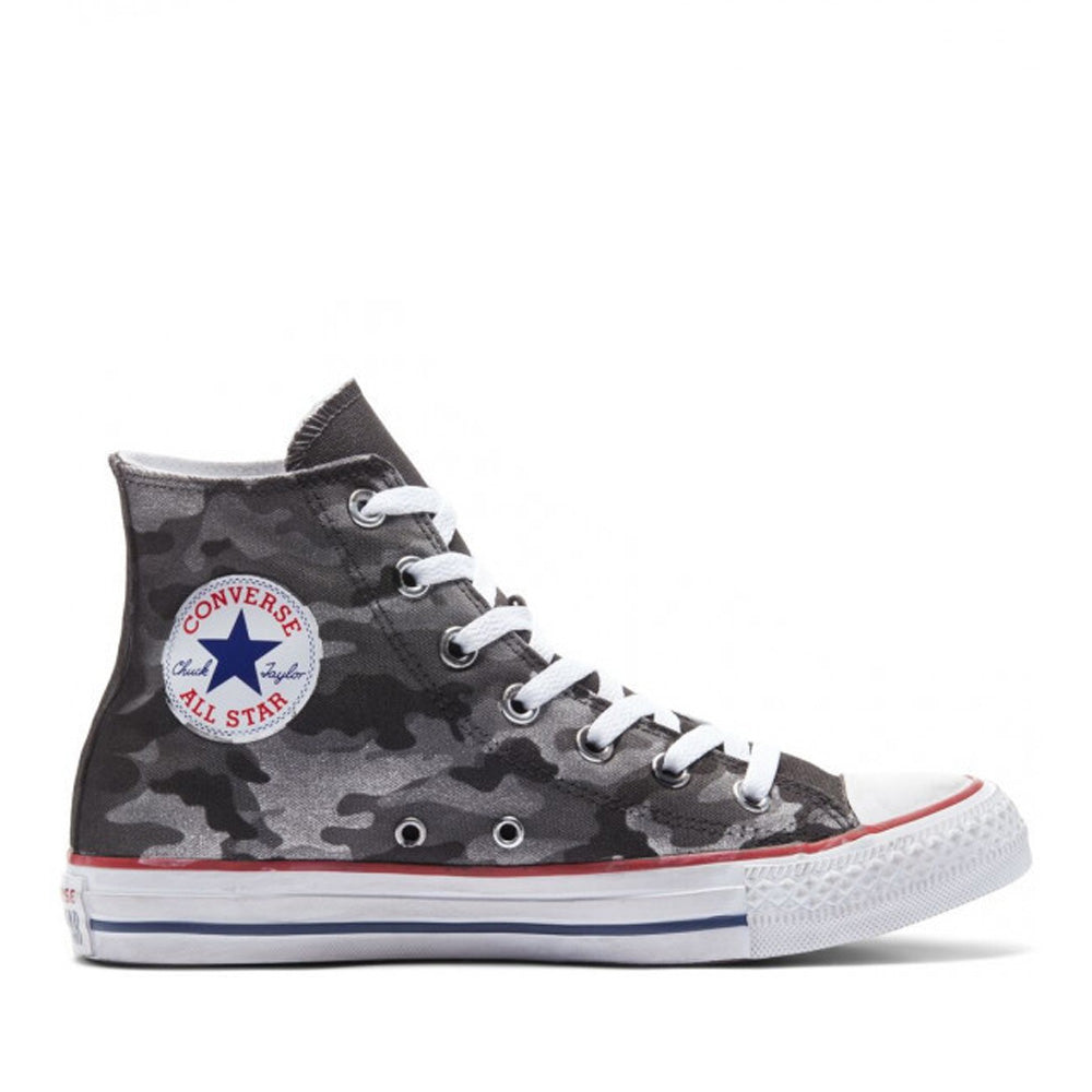 Scarpe Unisex CONVERSE Sneakers linea Chuck Taylor All Star Camo Carchoal High Top in Tessuto Grigio