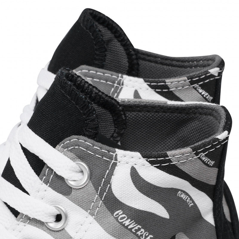 Scarpe Uomo CONVERSE Sneakers linea Chuck Taylor All Star High Top in Tessuto Camouflage Bianco Nero e Grigio
