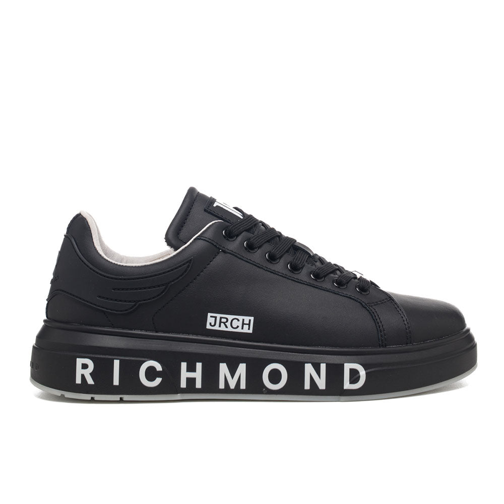 Scarpe Donna JOHN RICHMOND Sneakers in Pelle Nera con Logo Laterale