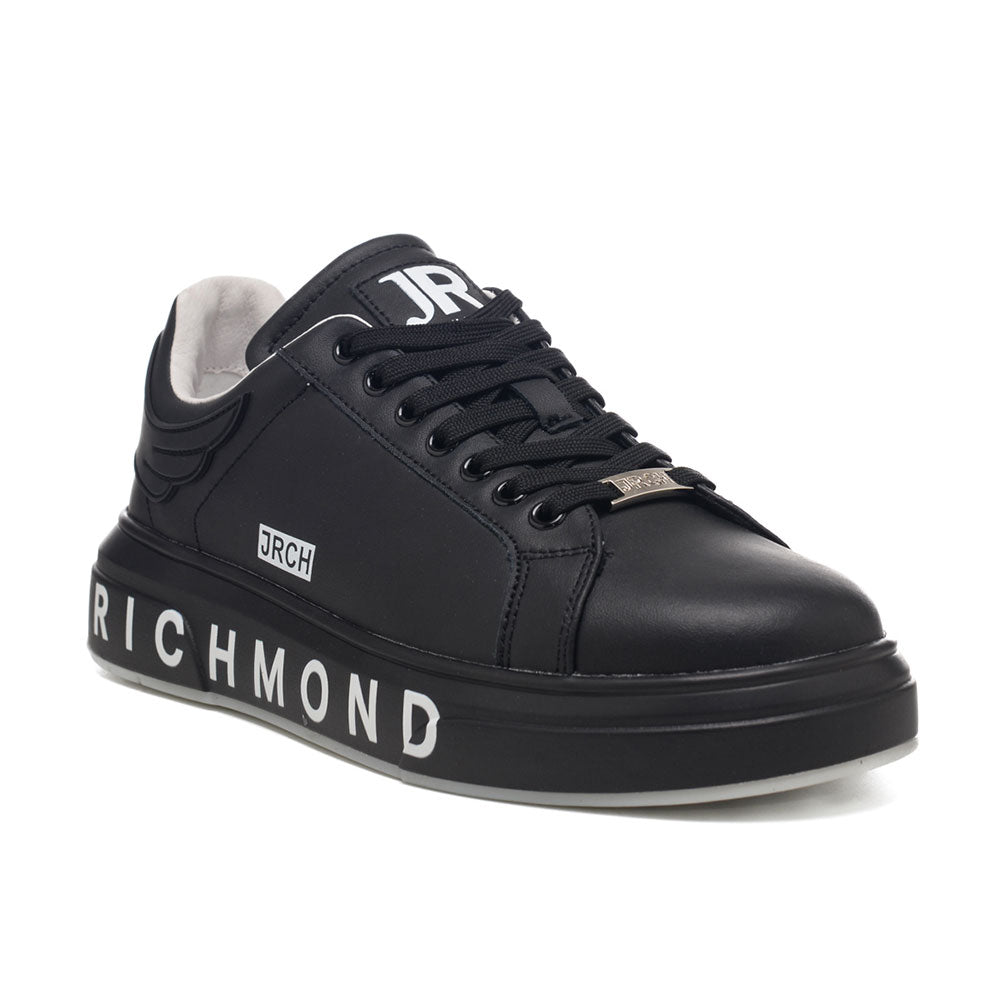 Scarpe Donna JOHN RICHMOND Sneakers in Pelle Nera con Logo Laterale