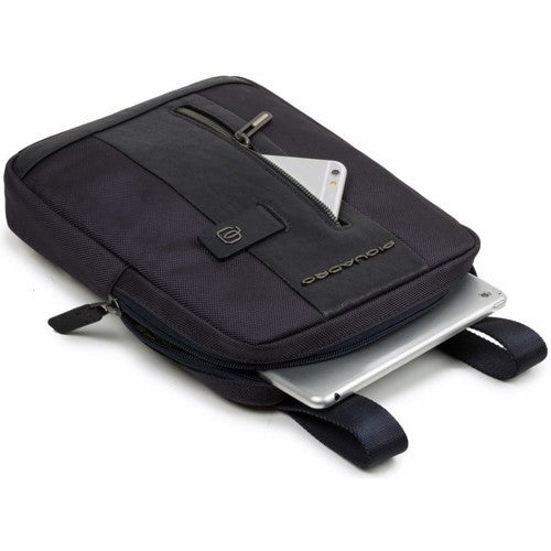 Borsello Organizzato Piquadro in Tessuto e Pelle di Colore Blu Porta iPad - CA1816BR2 Linea Brief