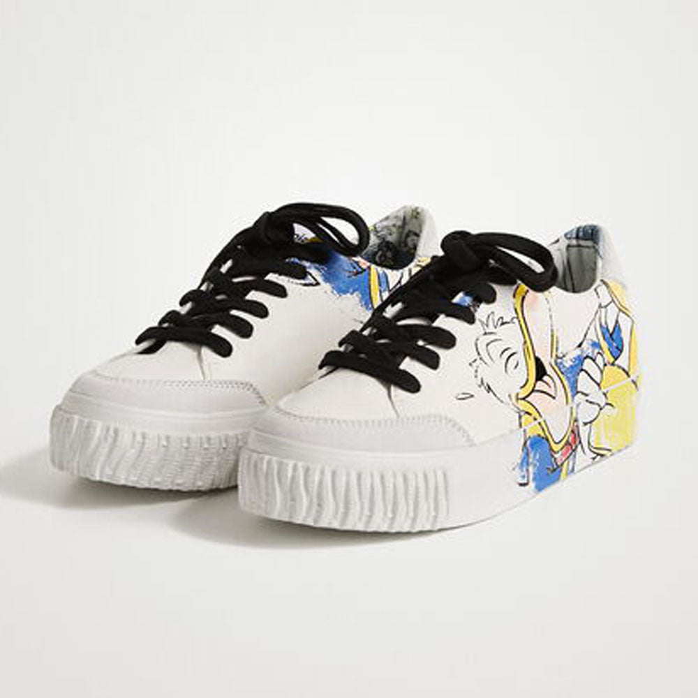 Scarpe Donna DESIGUAL Sneakers con Illustrazione Paperino colore Bianco