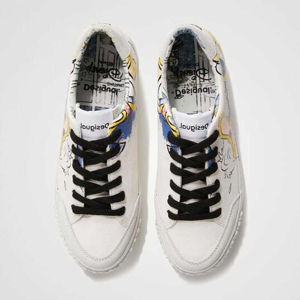 Scarpe Donna DESIGUAL Sneakers con Illustrazione Paperino colore Bianco