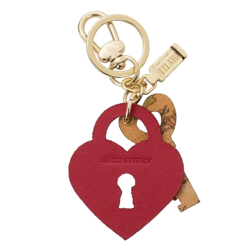 Portachiavi Donna Lucchetto a Cuore 1A Classe Alviero Martini in Pelle Rosso Lampone PM63