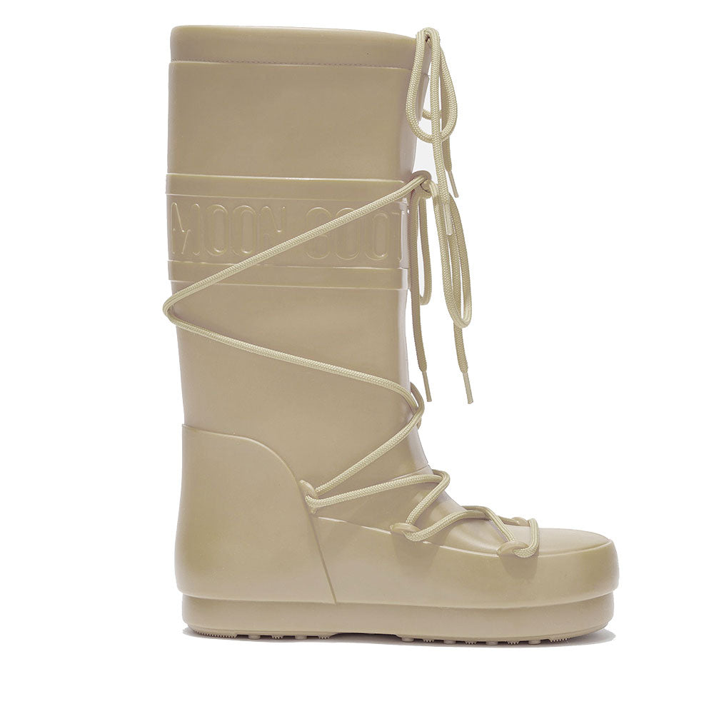 MOON BOOT Regenstiefel aus cremefarbenem Gummi
