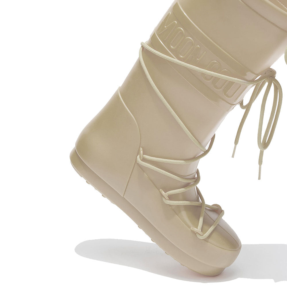 MOON BOOT Regenstiefel aus cremefarbenem Gummi