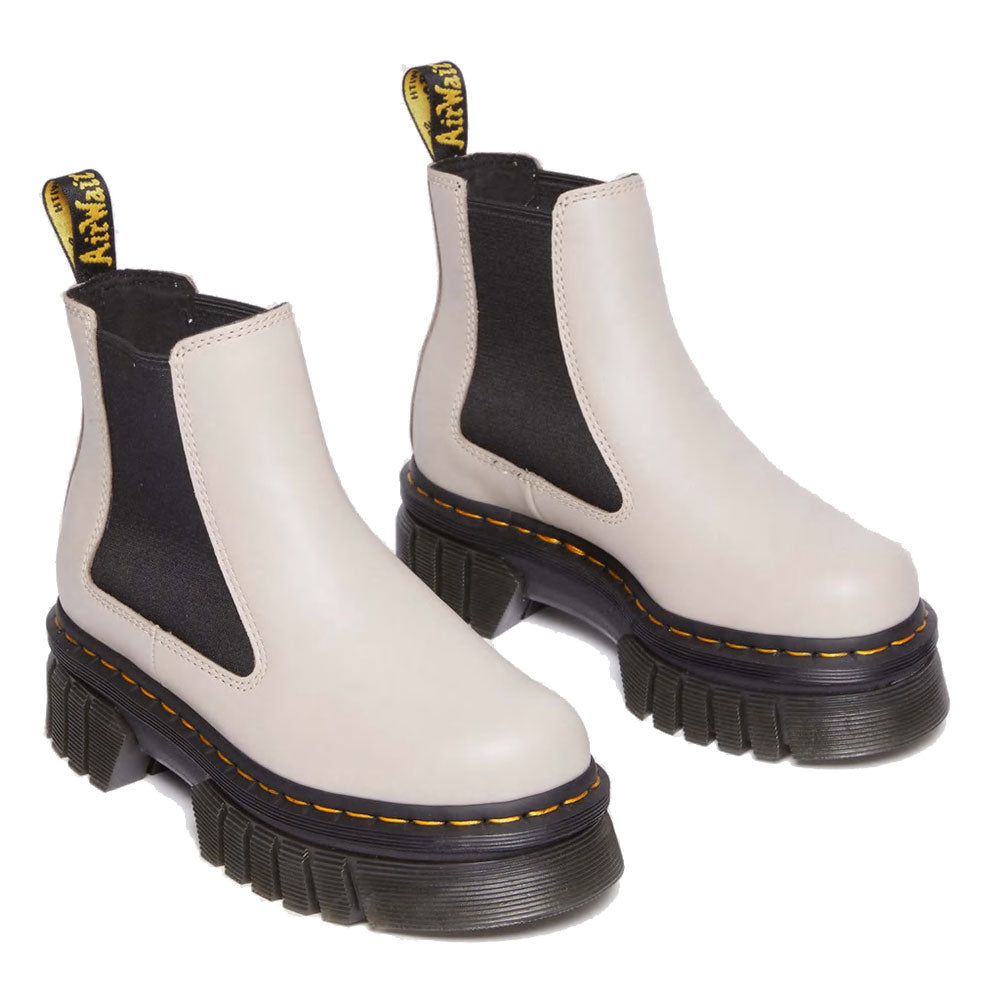 Scarpe Donna DR. MARTENS Stivaletti Chelsea Platform linea Audrick in Pelle Nappa Lux Vintage Taupe