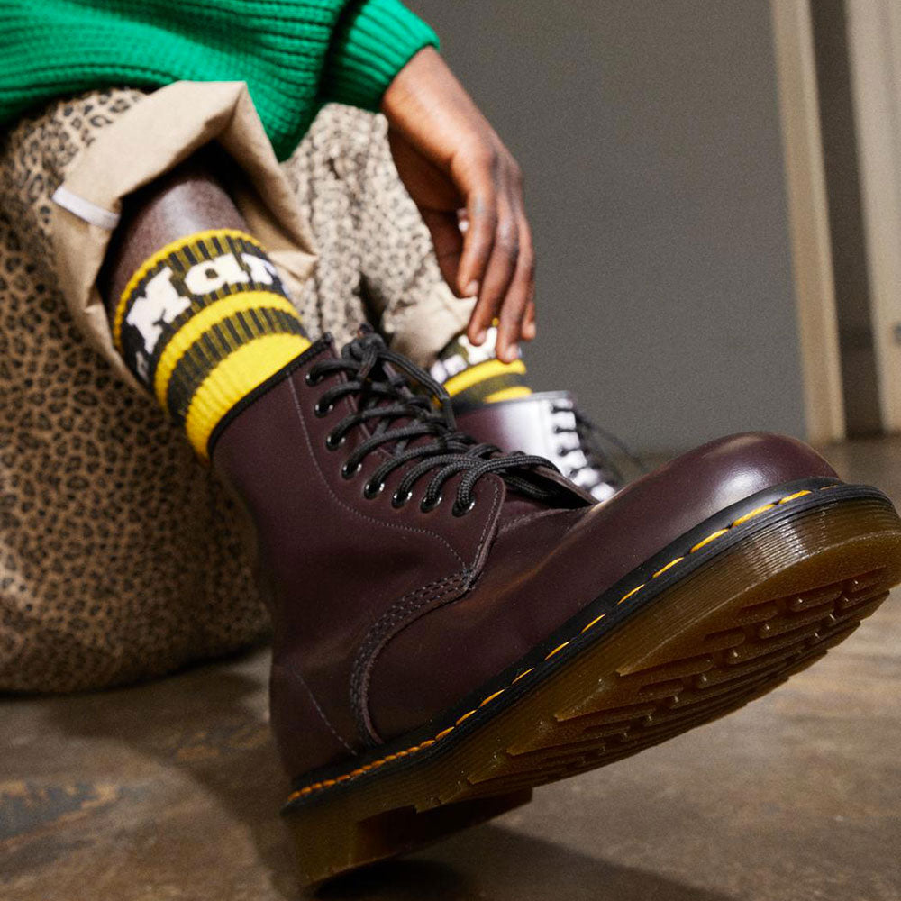 Scarpe Unisex DR. MARTENS Stivali linea 1460 in Pelle Smooth Burgundy