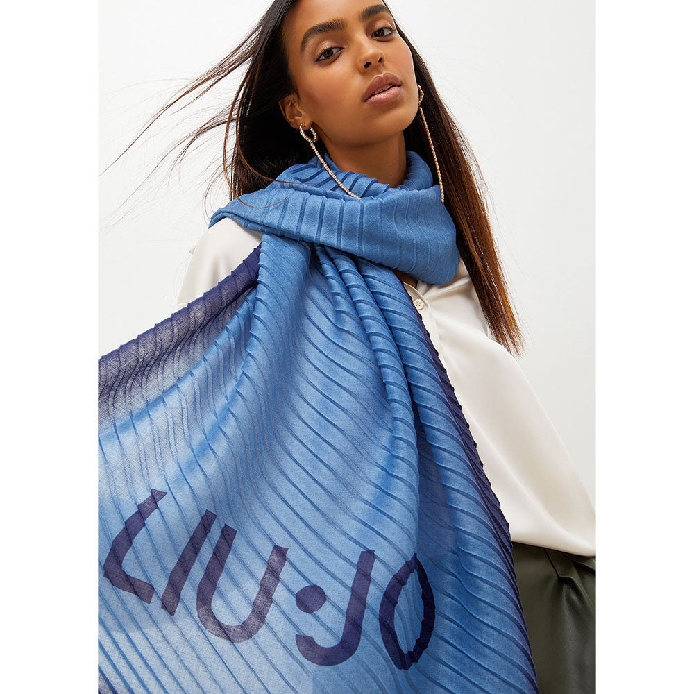Stola Donna LIU JO in Tessuto Effetto Degradè con Logo colore Dusk Blue