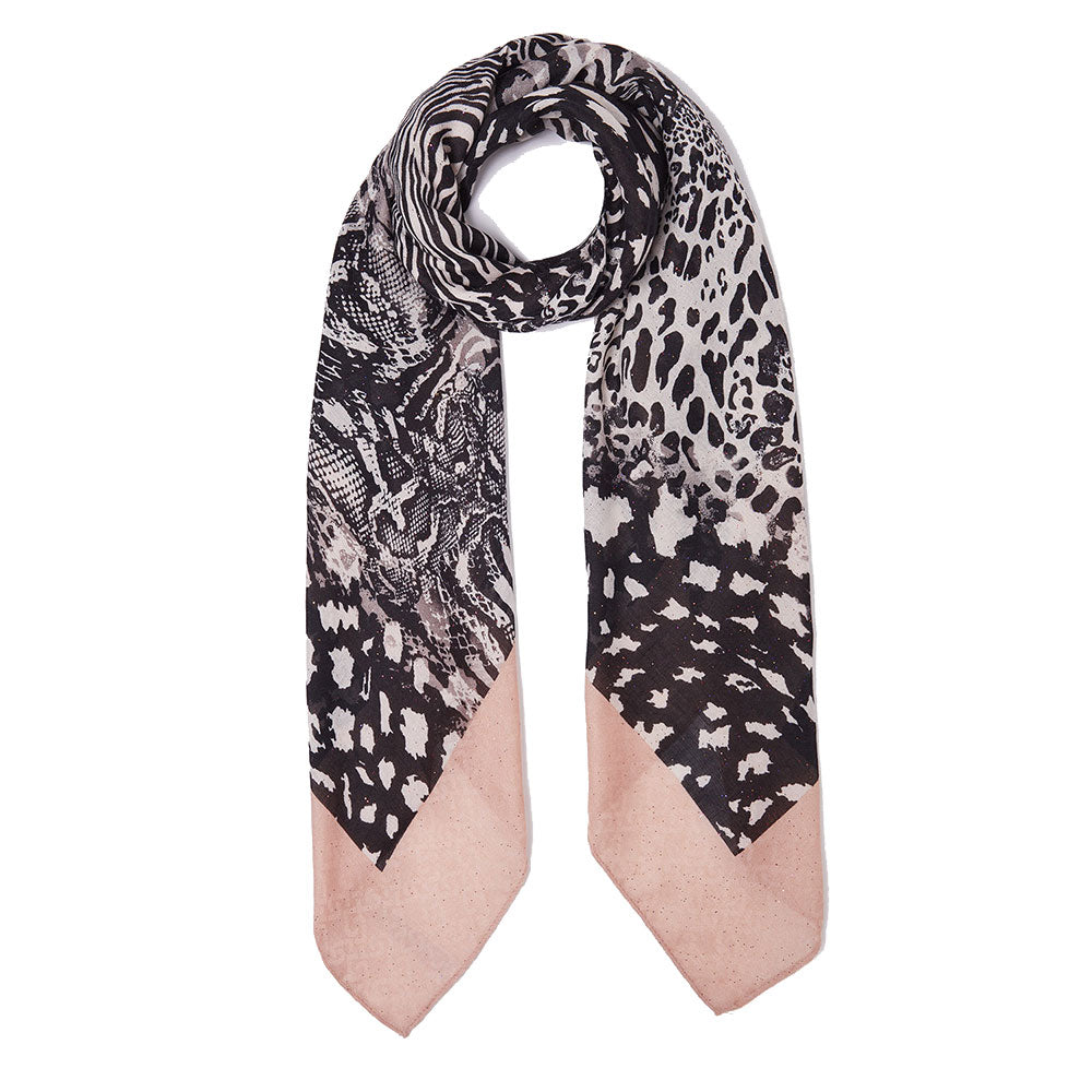 Foulard Donna 120 x 120 cm LIU JO in Tessuto stampa Animalier Nero