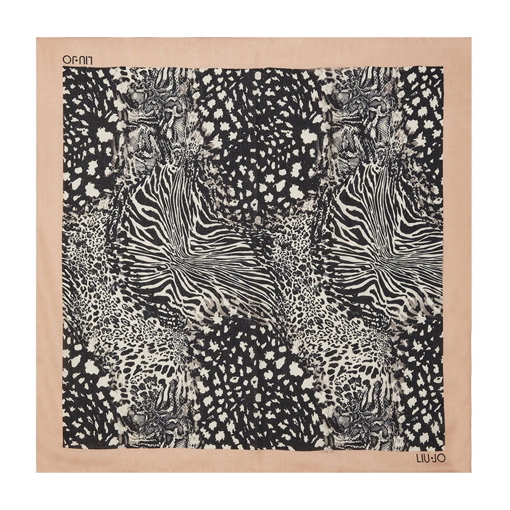 Foulard Donna 120 x 120 cm LIU JO in Tessuto stampa Animalier Nero