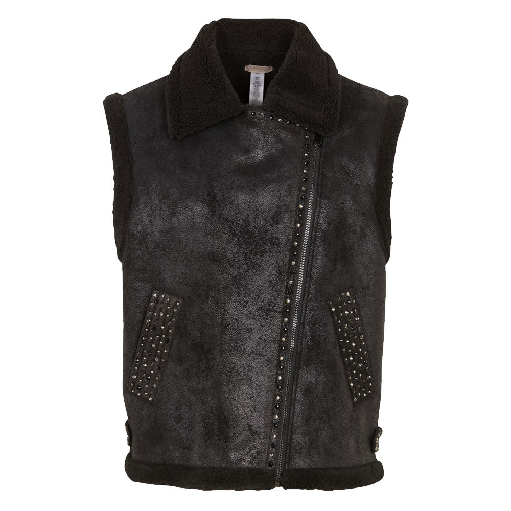 Gilet Donna LIU JO in Eco-Fur Nero con Borchie