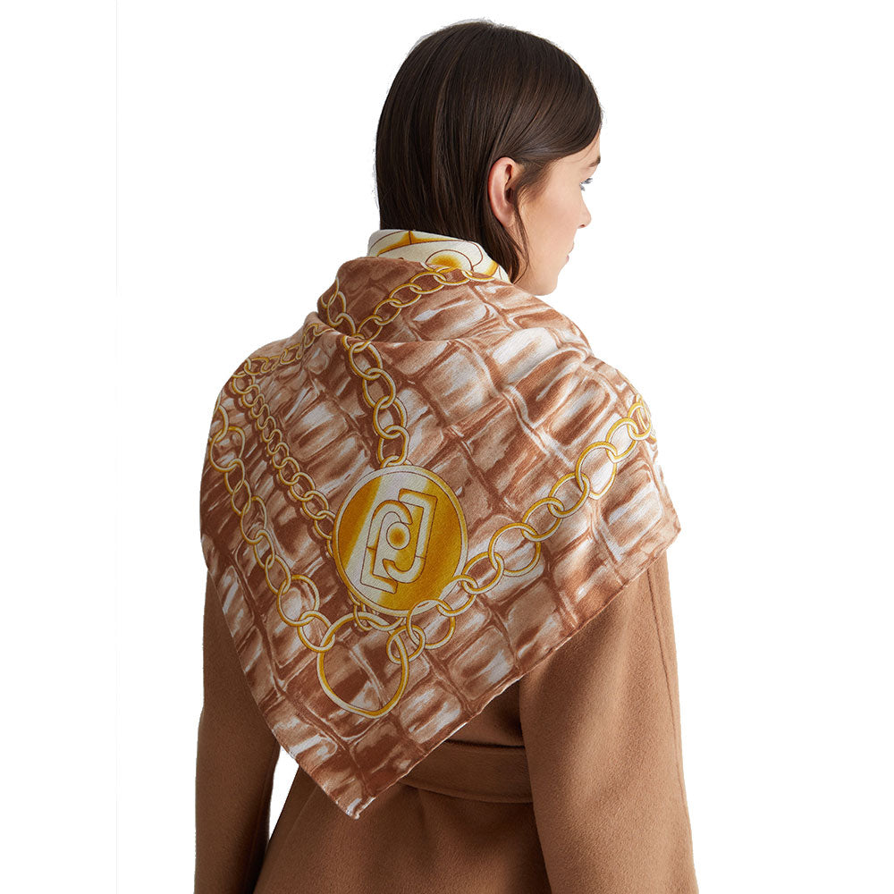 Foulard Donna 120 x 120 cm LIU JO in Tessuto stampa Charms All Over colore Naturale