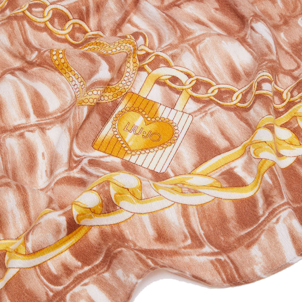 Foulard Donna 120 x 120 cm LIU JO in Tessuto stampa Charms All Over colore Naturale